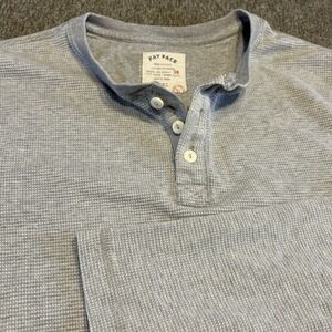 Fat Face Shirt‎ Men's M Gray Classic Logo Henley Neck Long Sleeve Casual
